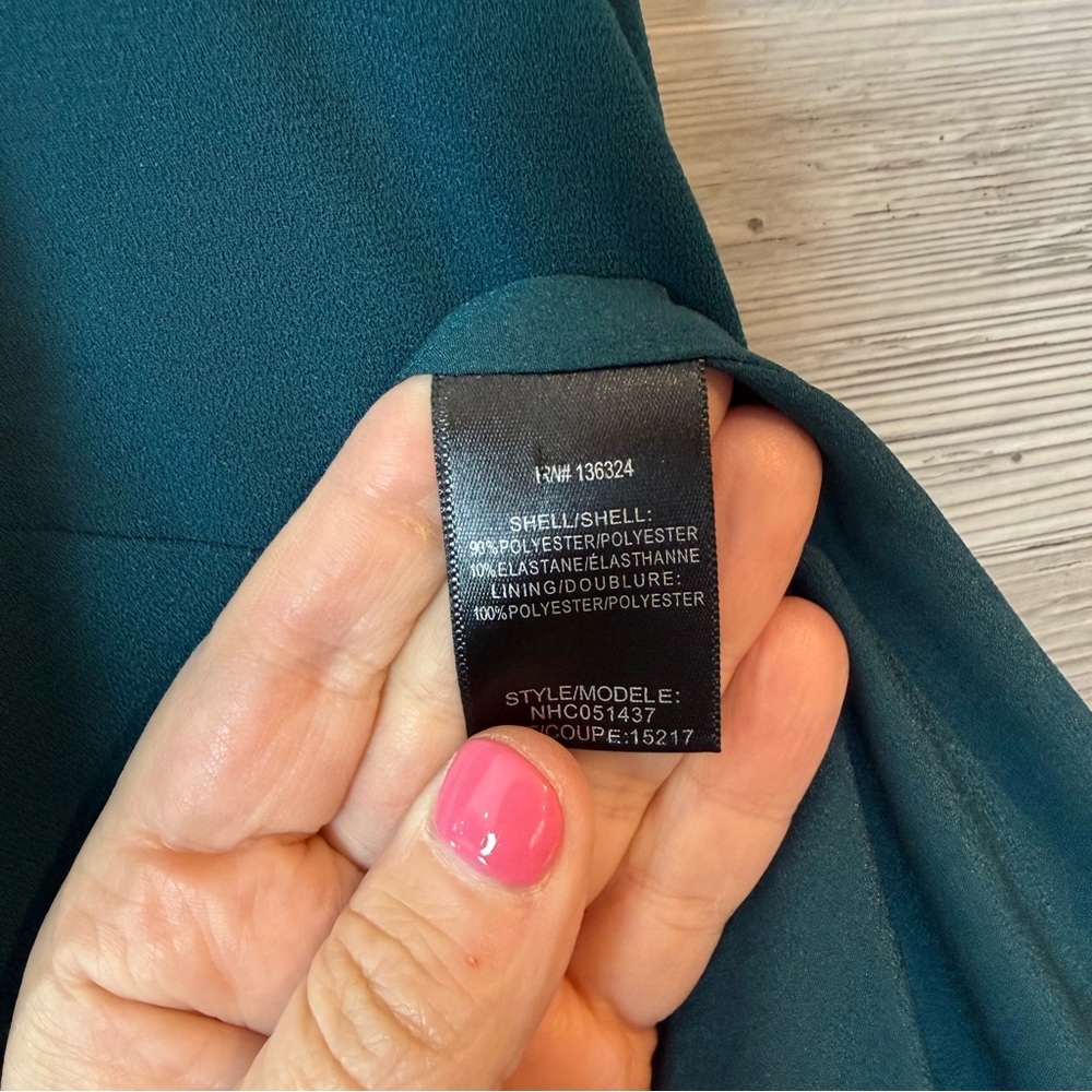 NWT Halston Heritage V-Neck Wrap Front Mini Dress in Dark Spruce - Size 4 - Picture 8 of 10